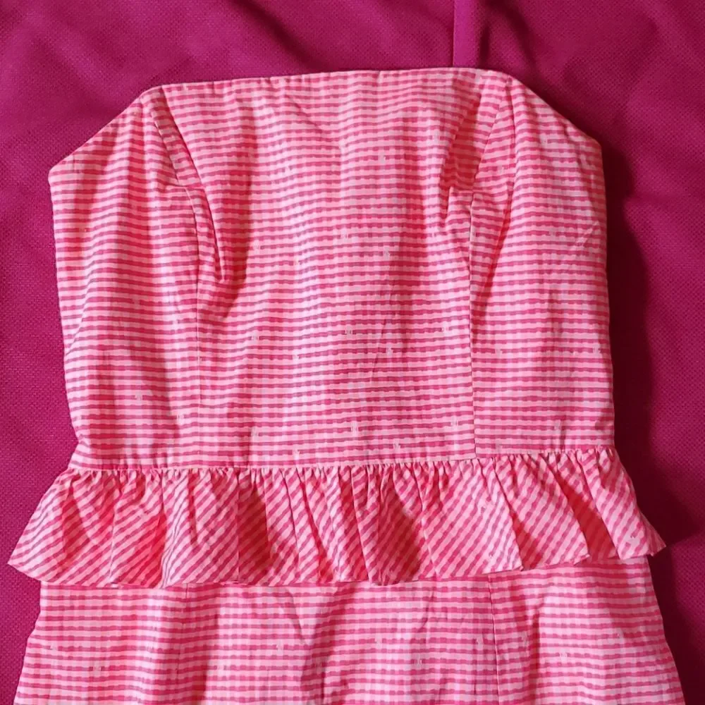 LILLY PULITZER Strapless Peplum Dress - Size 4 - Picture 2 of 9